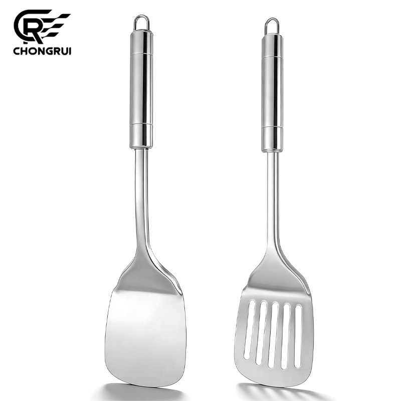 Okonomiyaki Spatula - Paslanmaz Çelik Turner Uzun Saplı Oluklu